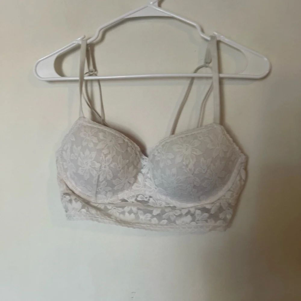 PINK Large White Lace Bralette